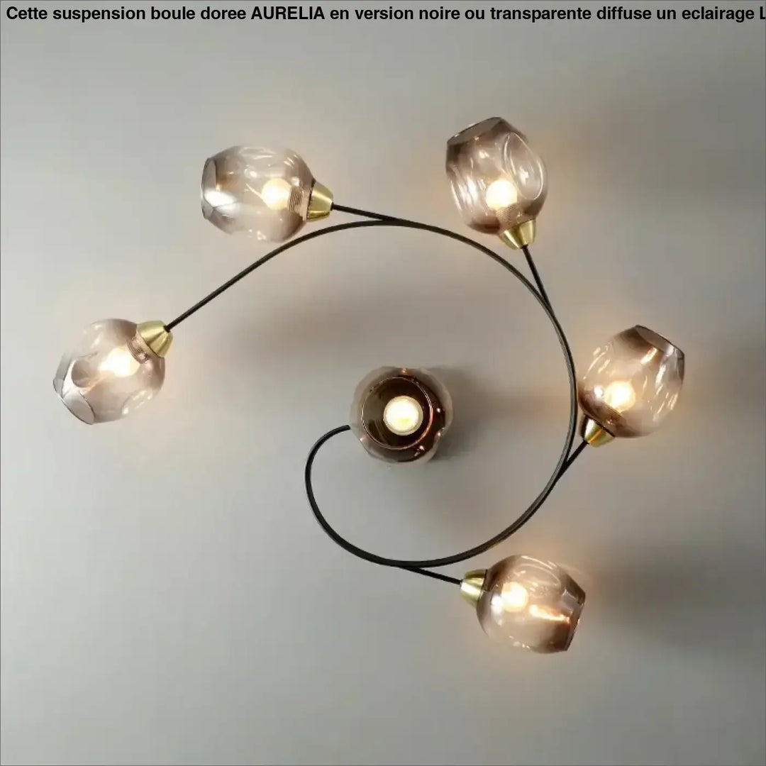 Plafonnier Contemporain Avec Boules Verre Transparent Élégant