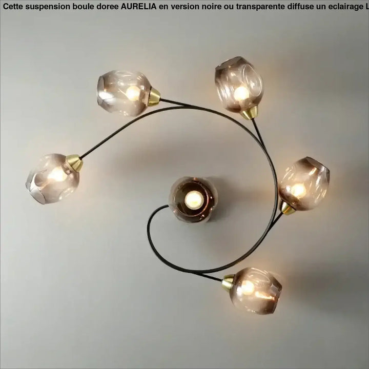 Plafonnier Contemporain Avec Boules Verre Transparent Élégant