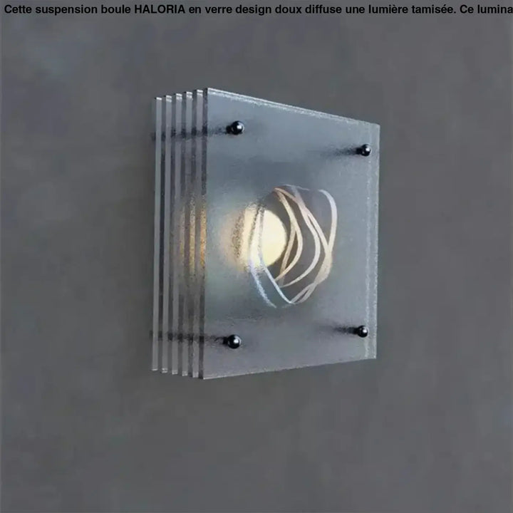 Applique design carrée en verre transparent beige élégante