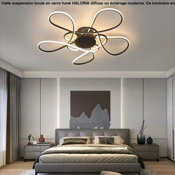 Plafonnier LED Design Floral Avec Rubans Lumineux Style Moderne