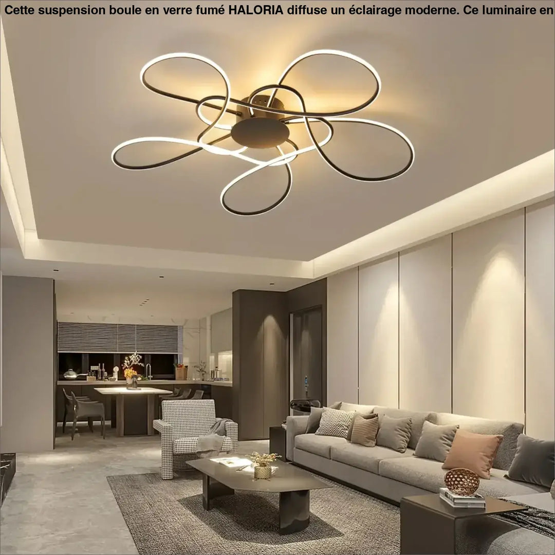 Plafonnier LED Design Floral Avec Rubans Lumineux Style Moderne