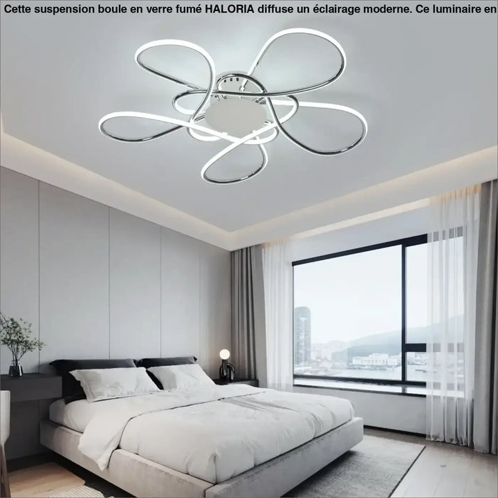 Plafonnier LED Design Floral Avec Rubans Lumineux Style Moderne
