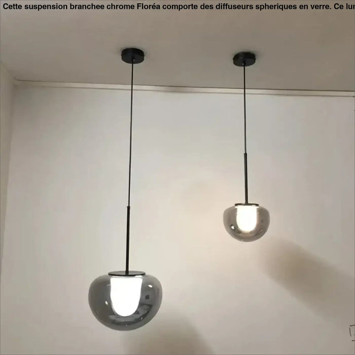Suspension boule en verre fumé pour éclairage moderne


