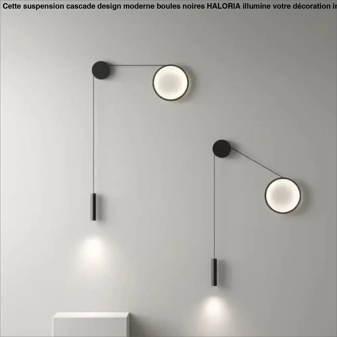 Applique Murale Design Noire Avec Éclairage Double Suspendu