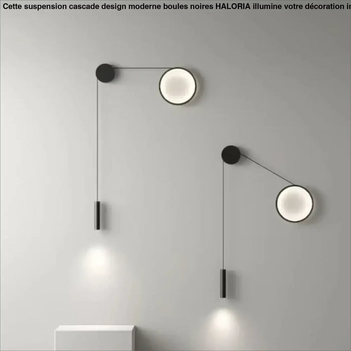 Applique Murale Design Noire Avec Éclairage Double Suspendu