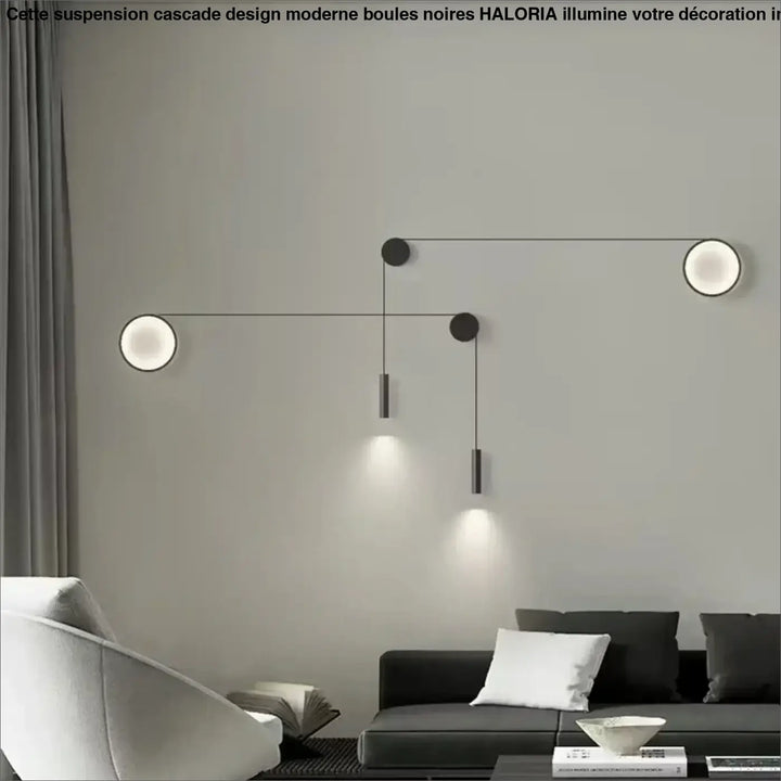 Applique Murale Design Noire Avec Éclairage Double Suspendu