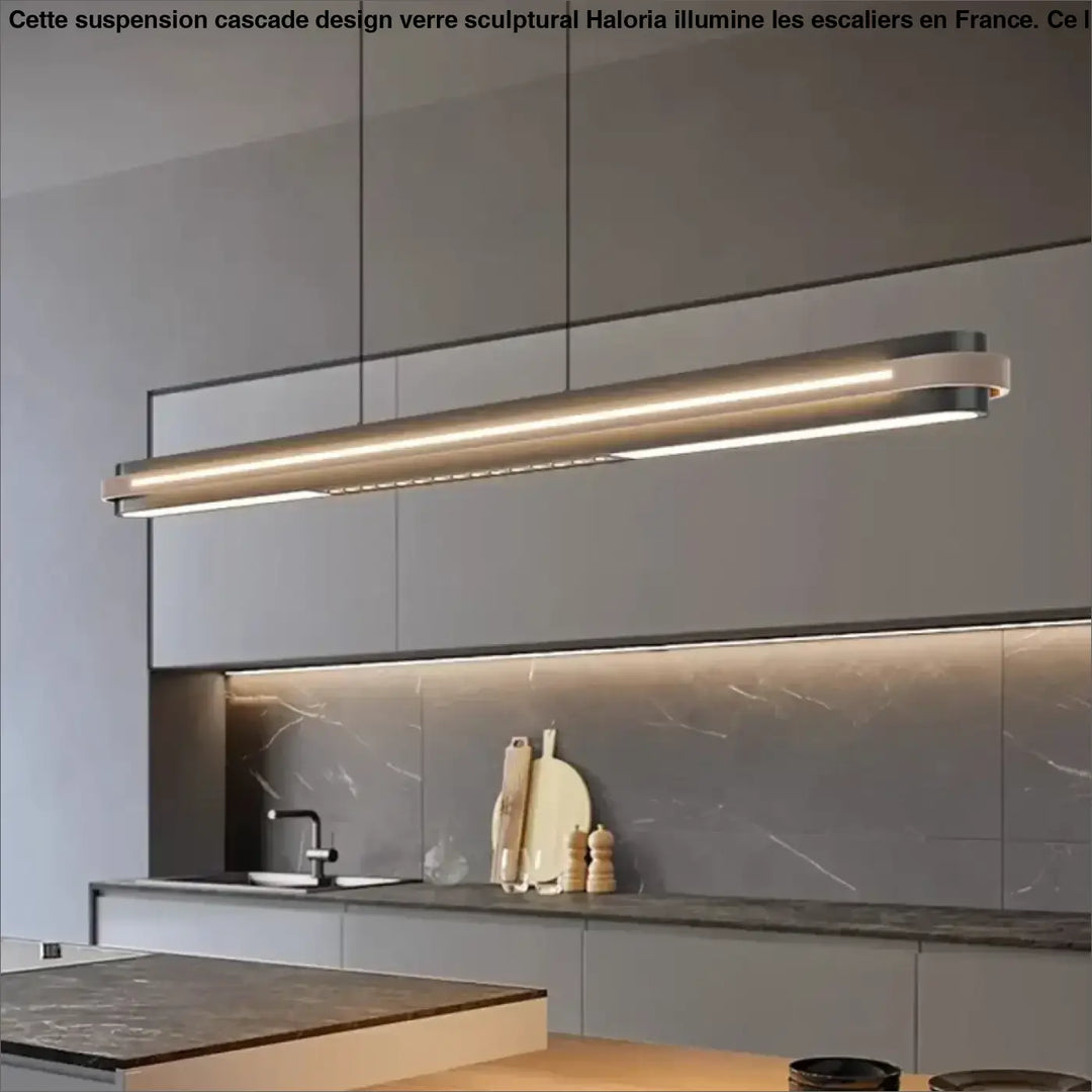Suspension linéaire noire moderne pour salle à manger
