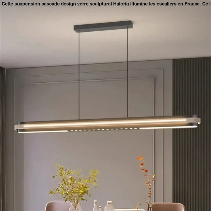 Suspension linéaire noire moderne pour salle à manger