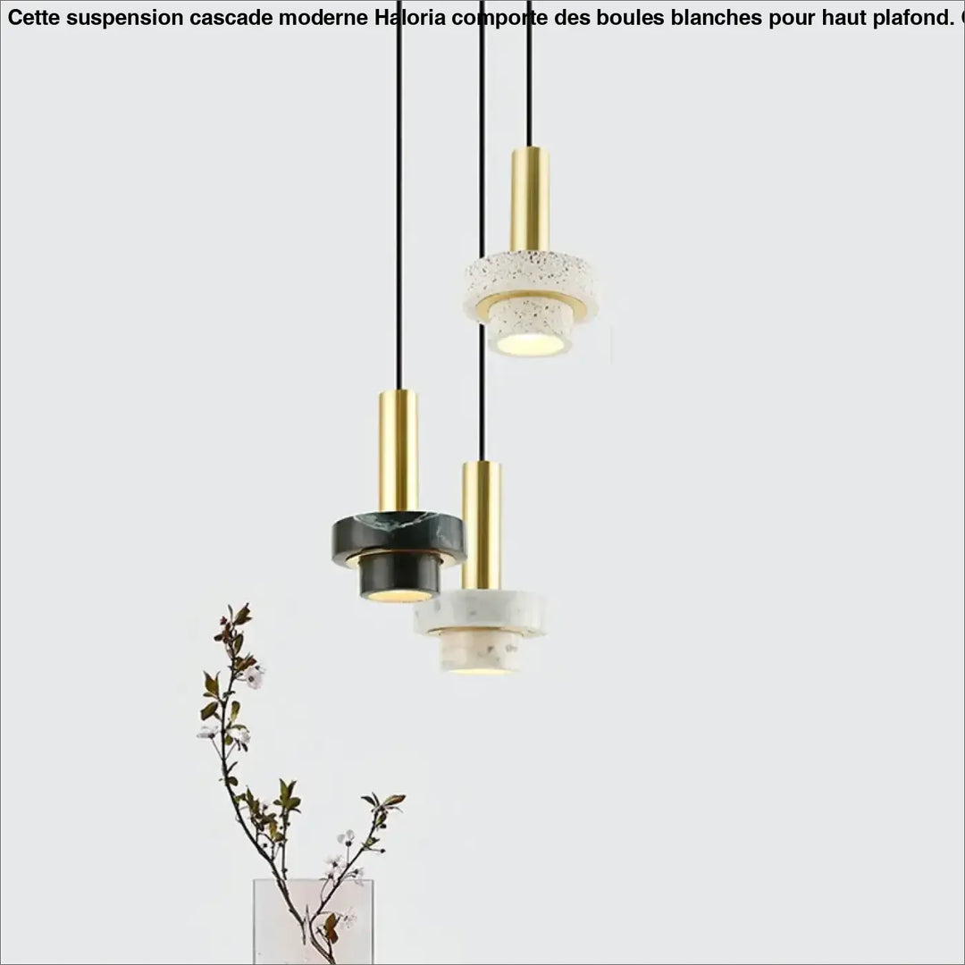 Suspension Design En Laiton Et Pierre Terrazzo Moderne