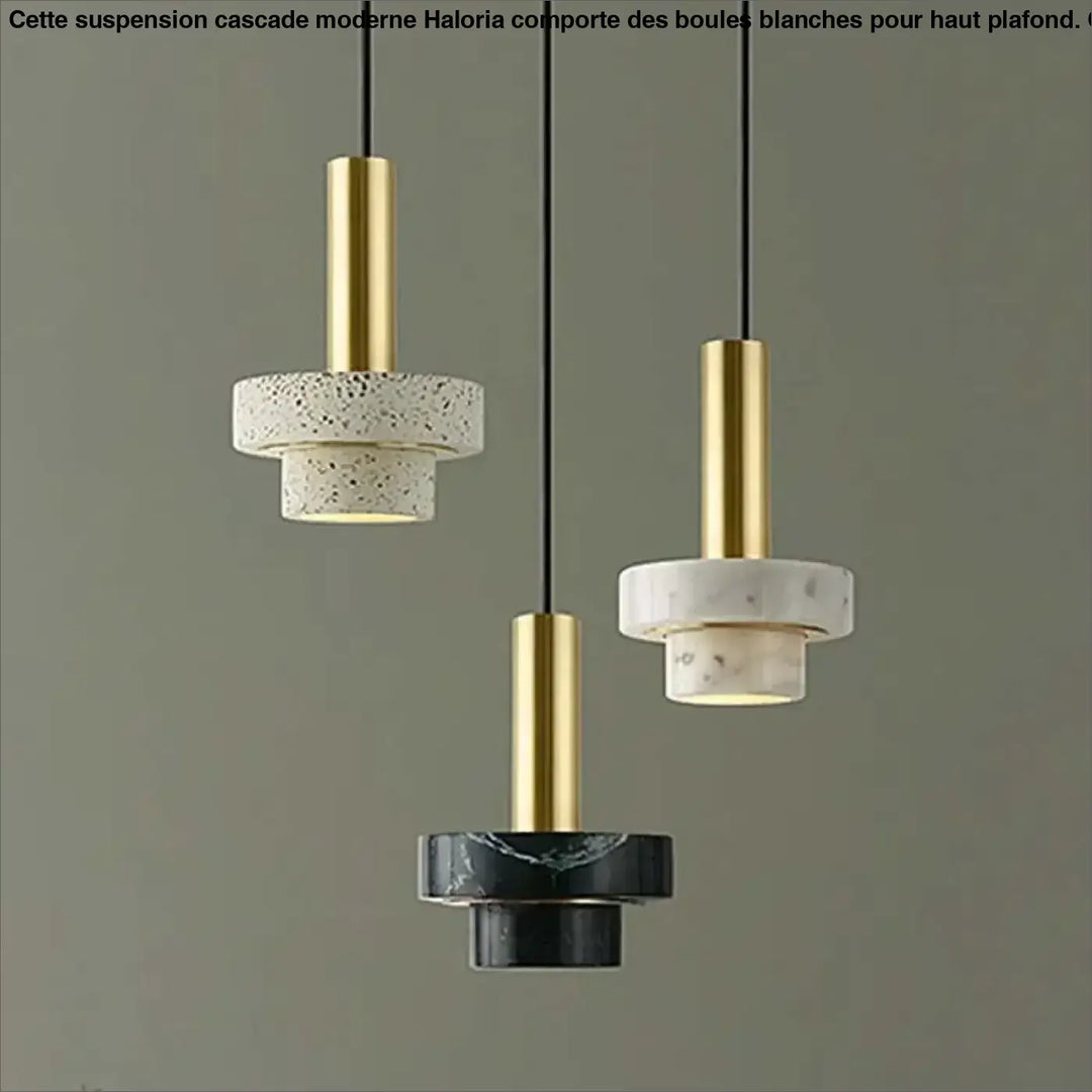 Suspension Design En Laiton Et Pierre Terrazzo Moderne