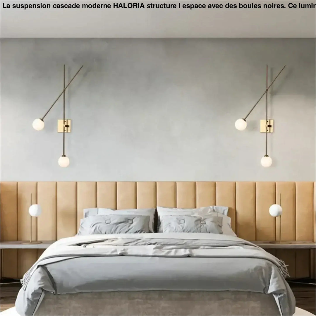 Applique Murale Dorée Géométrique À Deux Globes Opalins