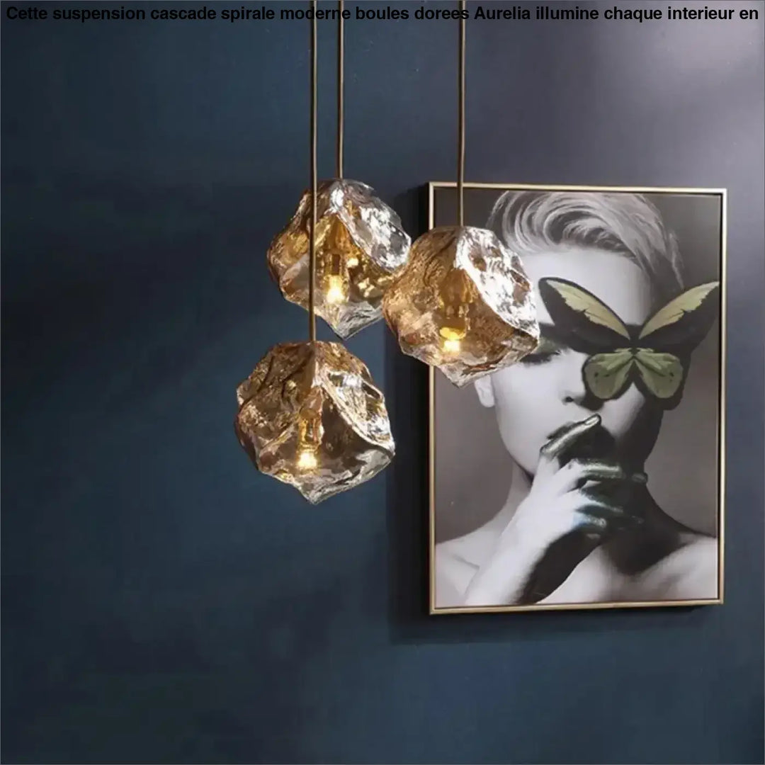 Suspension Luminaire Design Glaçon en Verre Transparent