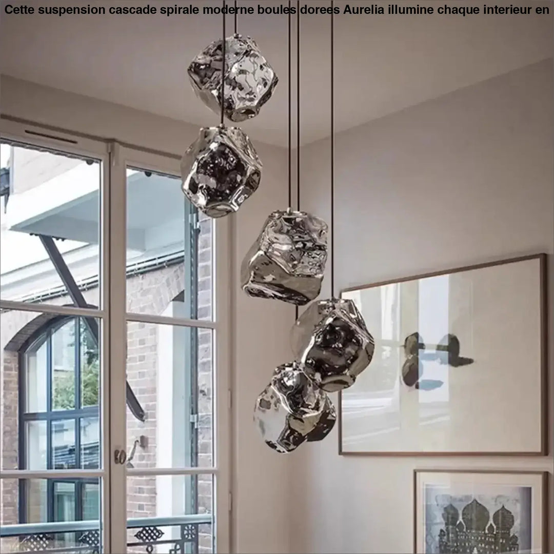 Suspension Luminaire Design Glaçon en Verre Transparent