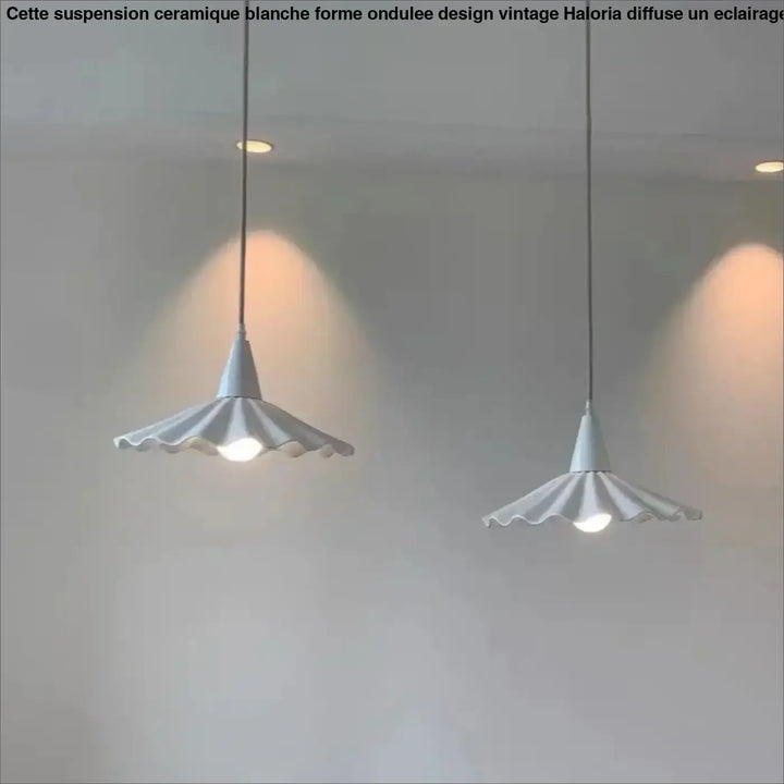 Suspension Céramique Blanche Forme Ondulée Design Vintage Chic