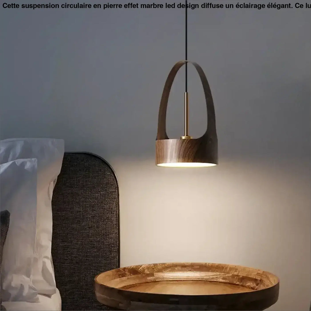 Suspension luminaire bois moderne style minimaliste et naturel