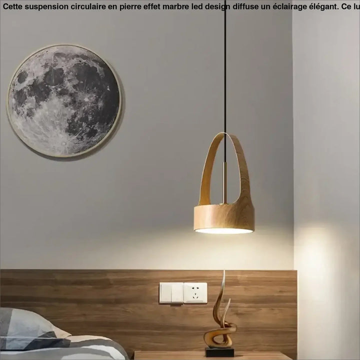 Suspension luminaire bois moderne style minimaliste et naturel
