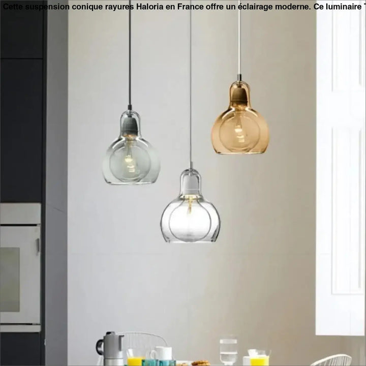 Suspension luminaire en verre coloré style moderne gris doré clair