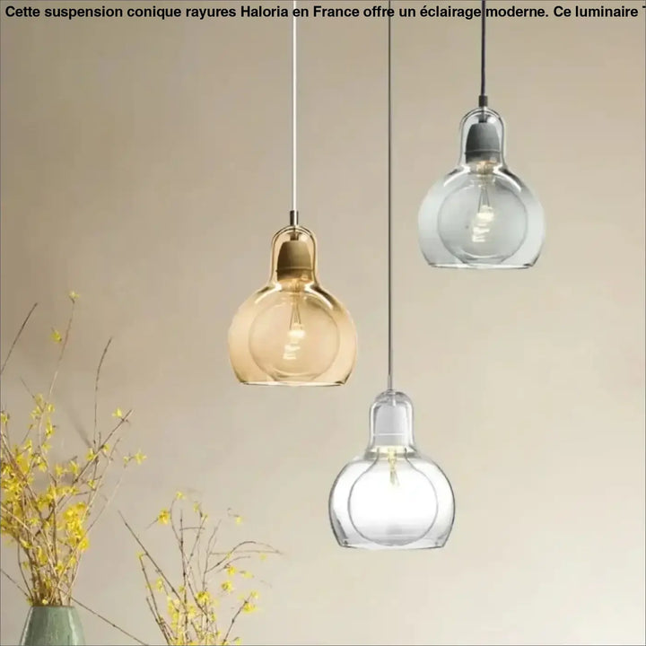 Suspension luminaire en verre coloré style moderne gris doré clair