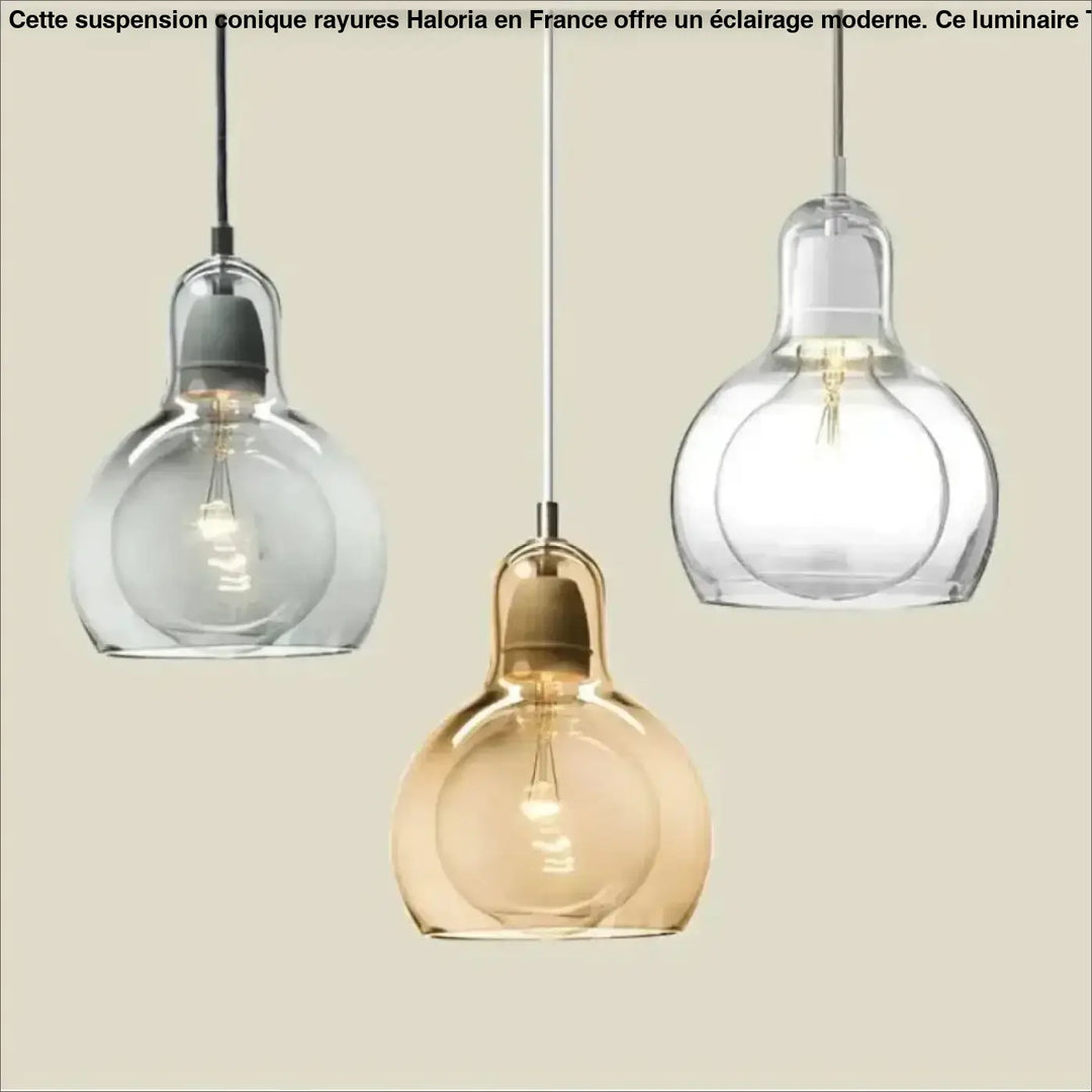 Suspension luminaire en verre coloré style moderne gris doré clair
