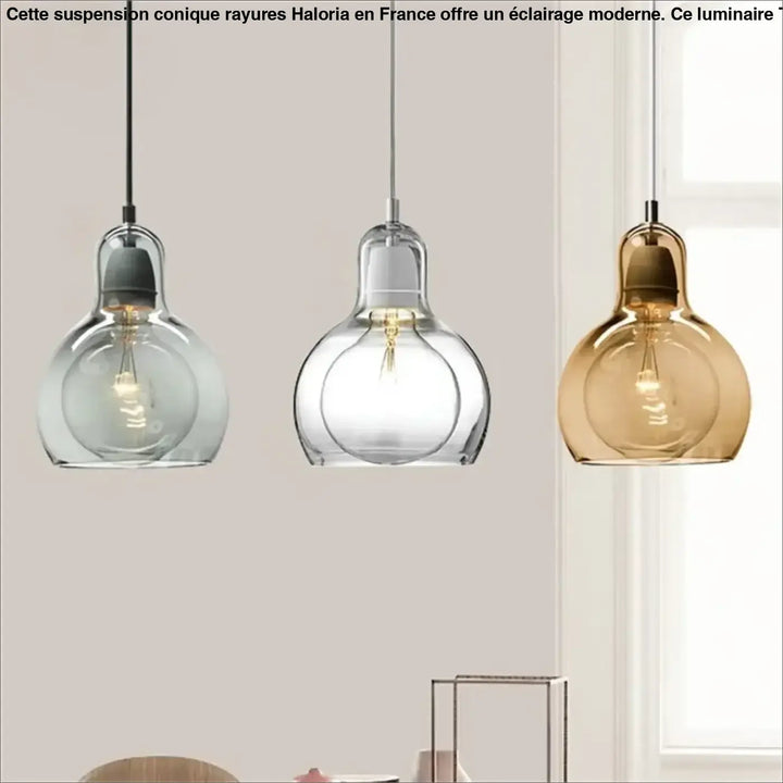Suspension luminaire en verre coloré style moderne gris doré clair