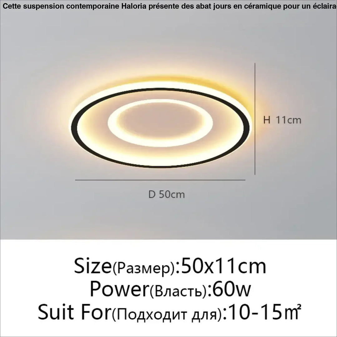 Plafonnier rond led noir élégant et économique style modern