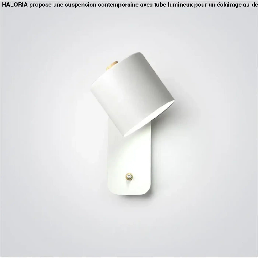 Applique murale myria contemporaine blanche avec abat-jour cylindrique et accents en laiton minimaliste