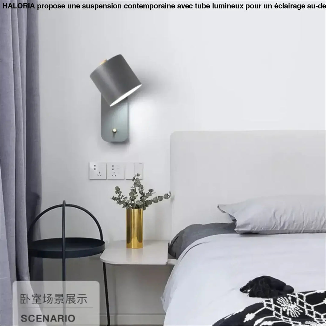 Applique murale contemporaine gris métallisé avec design angulaire moderne pour éclairage mural élégant myria