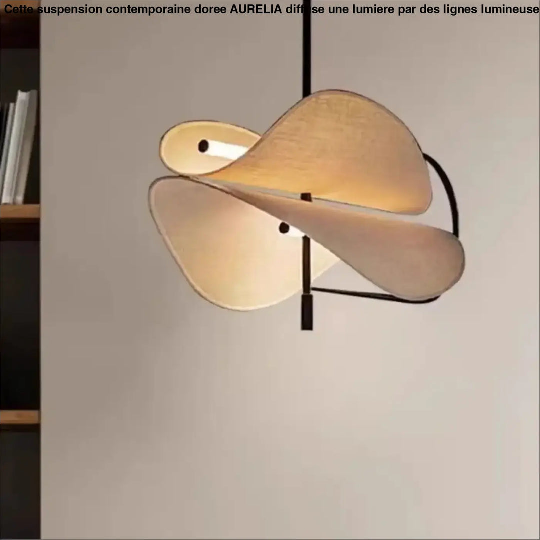 Suspension luminaire design moderne en tissu beige élégant