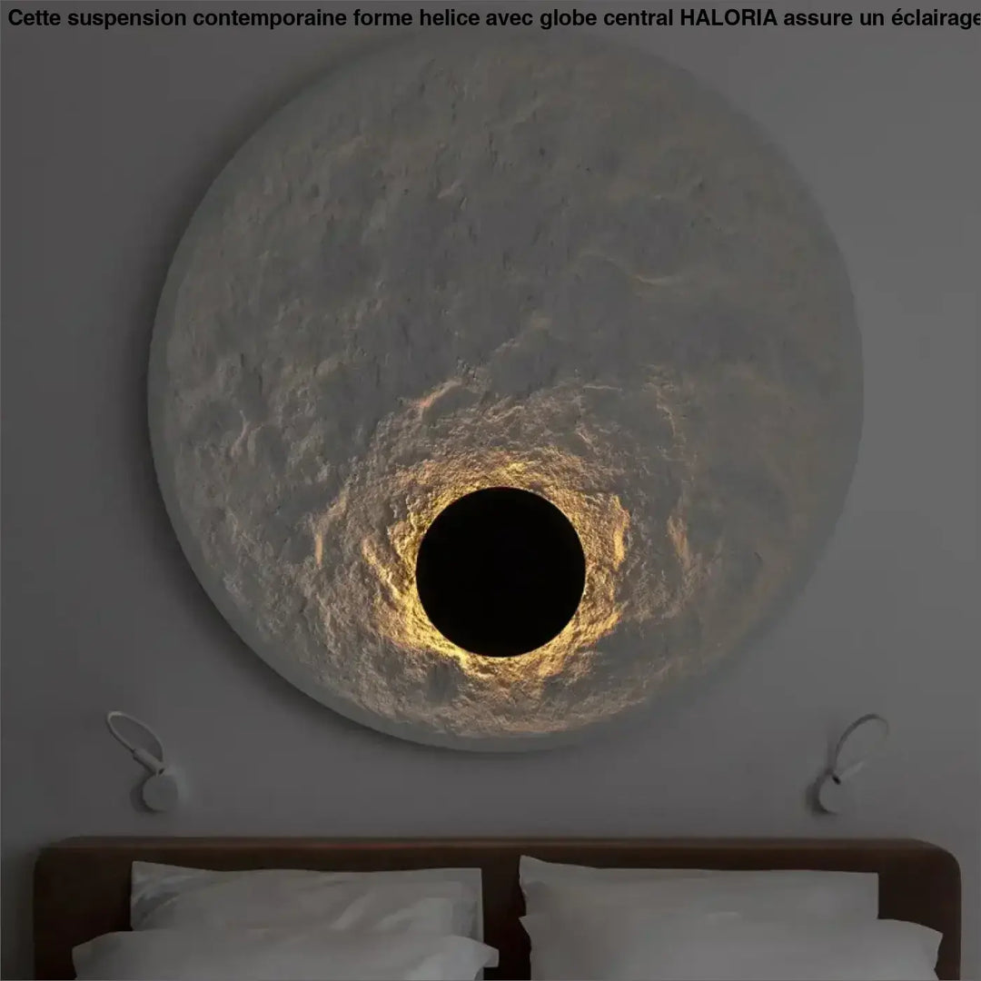 Applique Murale Ronde Effet Éclipse Blanc Style Sculptural