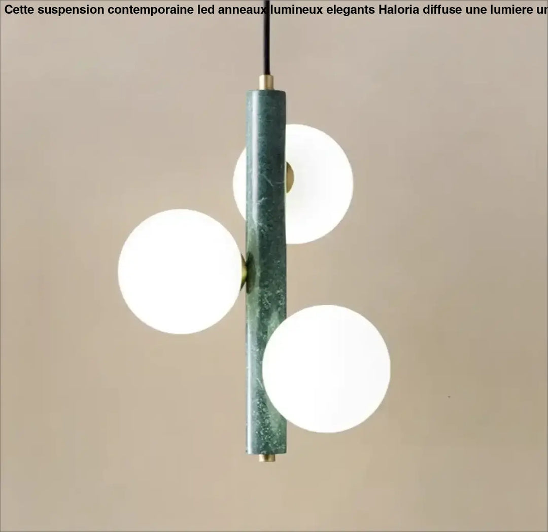 Suspension Luminaire Moderne Globes Opalins Doré blanc Vert