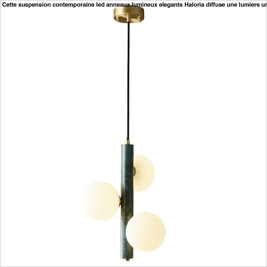 Suspension Luminaire Moderne Globes Opalins Doré blanc Vert