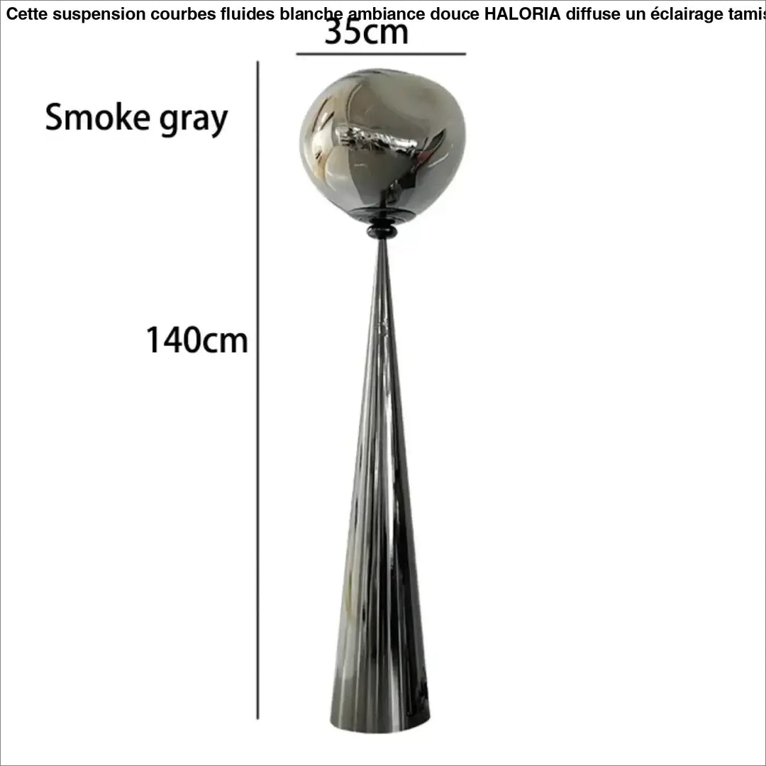Lampadaire design en verre fumé ambré et chrome moderne