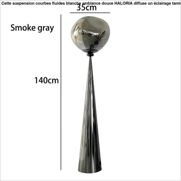Lampadaire design en verre fumé ambré et chrome moderne