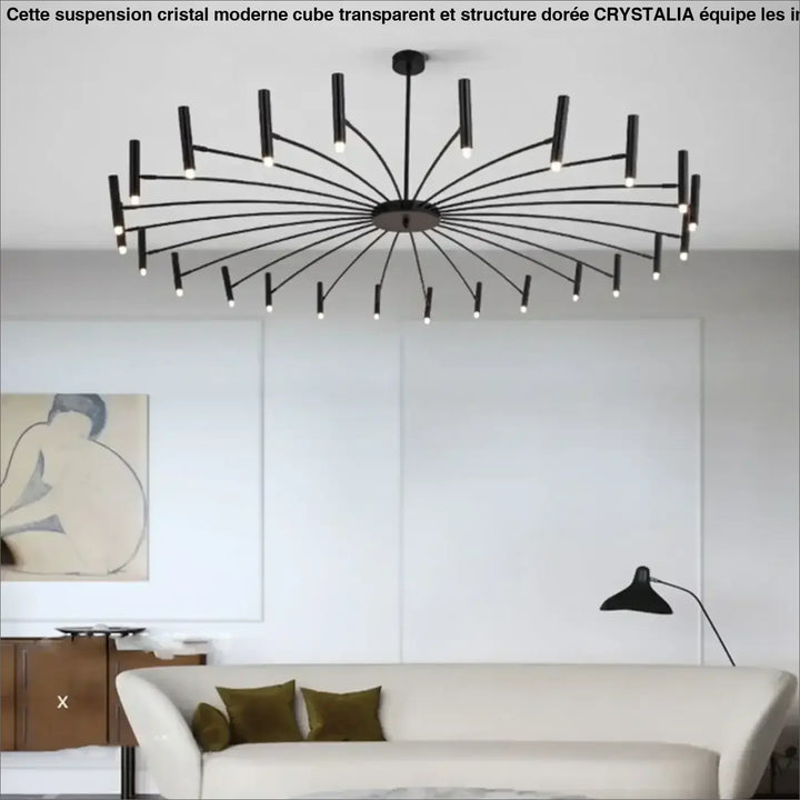 Suspension Luminaire XXL Design Graphique Noir À Bras Multiples
