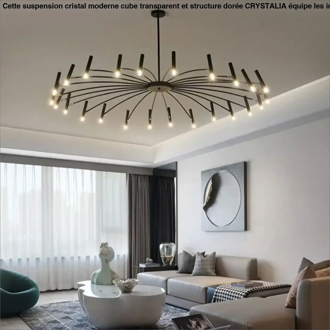Suspension Luminaire XXL Design Graphique Noir À Bras Multiples