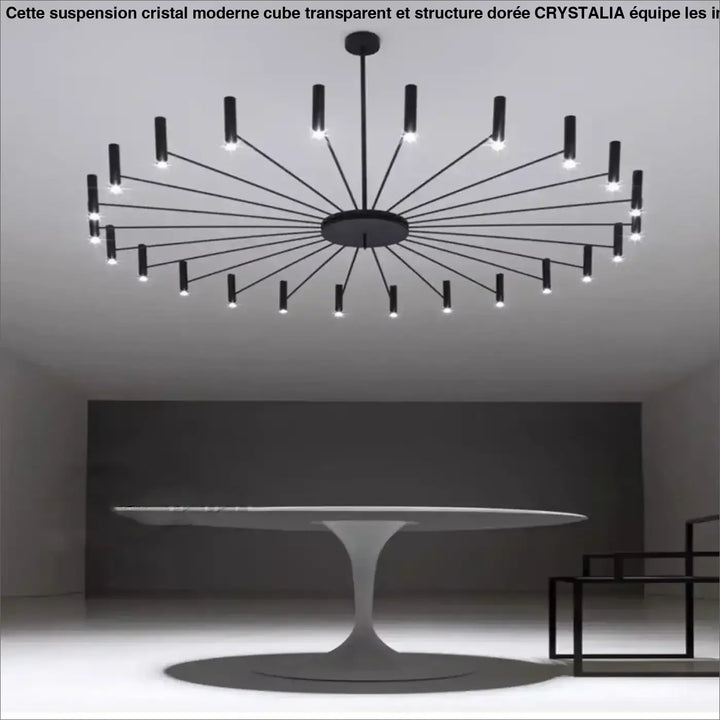 Suspension Luminaire XXL Design Graphique Noir À Bras Multiples