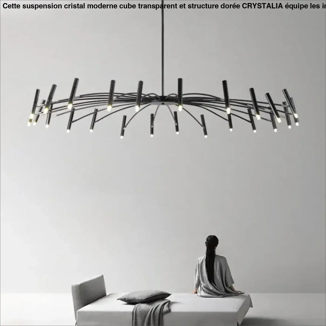Suspension Luminaire XXL Design Graphique Noir À Bras Multiples