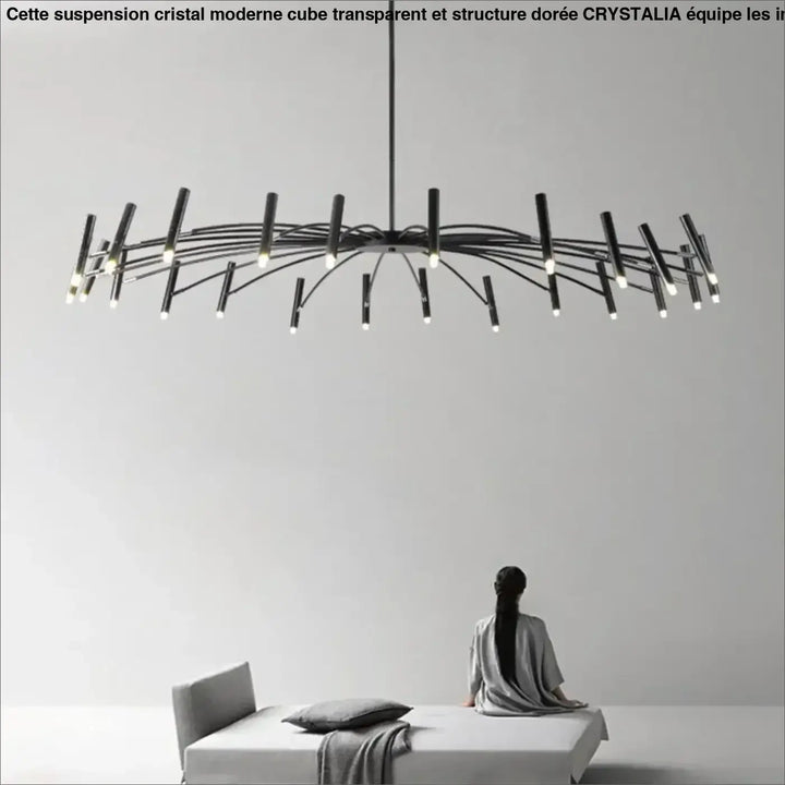 Suspension Luminaire XXL Design Graphique Noir À Bras Multiples