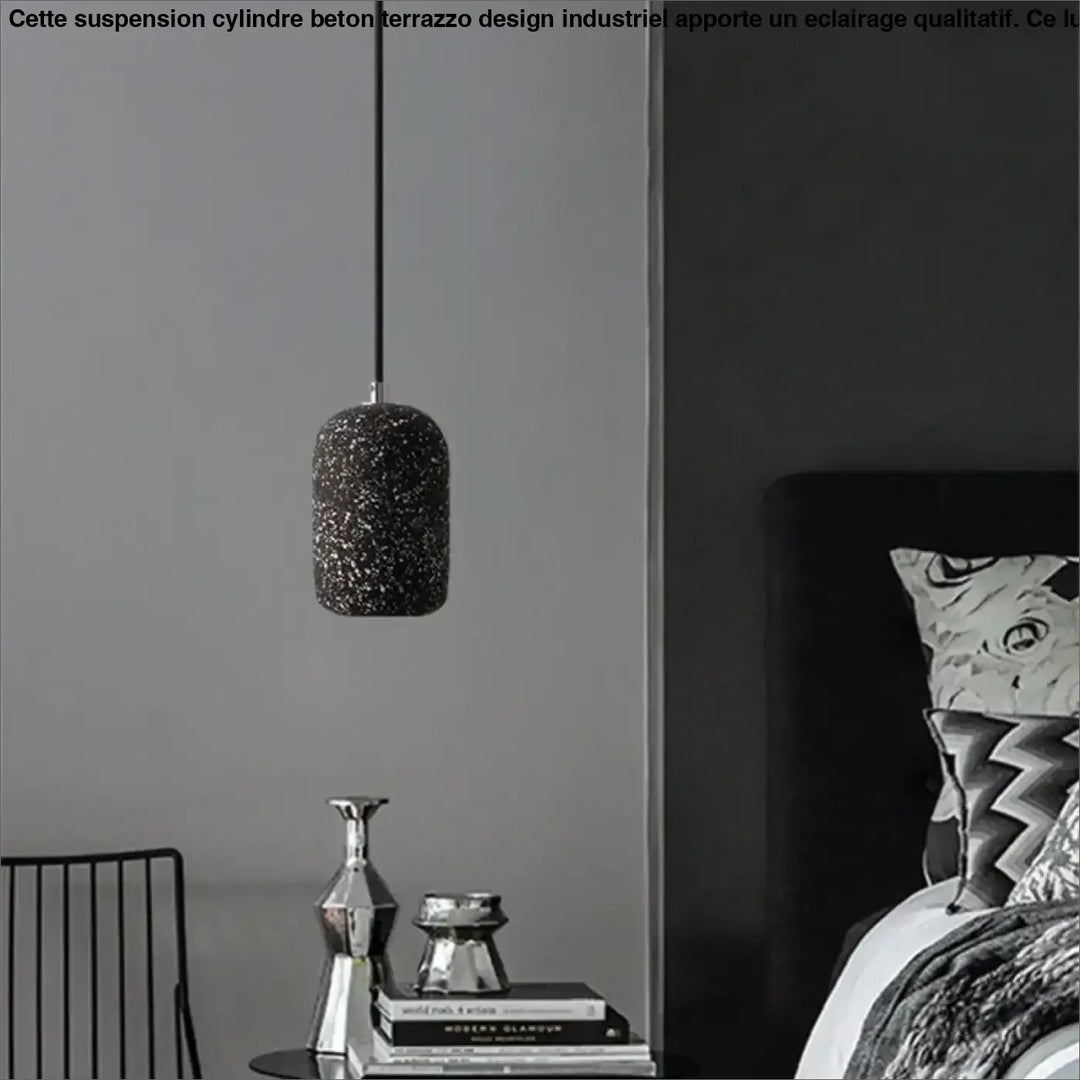 Suspension Cylindre Béton Terrazzo Design Industriel Moderne


