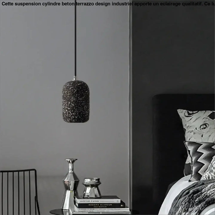 Suspension Cylindre Béton Terrazzo Design Industriel Moderne

