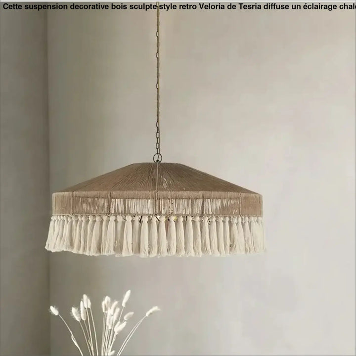 Suspension bohème chic en fibres naturelles chaleureux