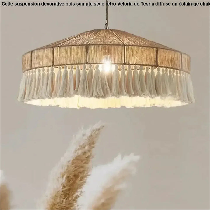 Suspension bohème chic en fibres naturelles chaleureux