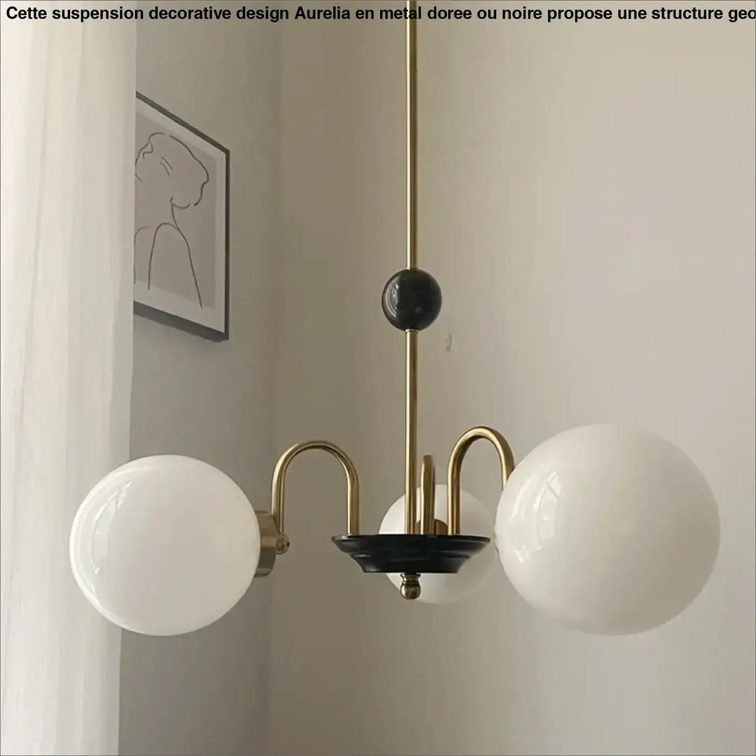 Suspension décorative dorée à globes style vintage raffiné