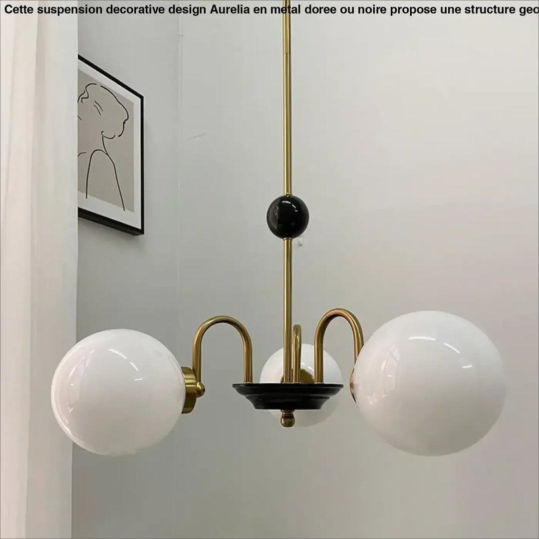 Suspension décorative dorée à globes style vintage raffiné