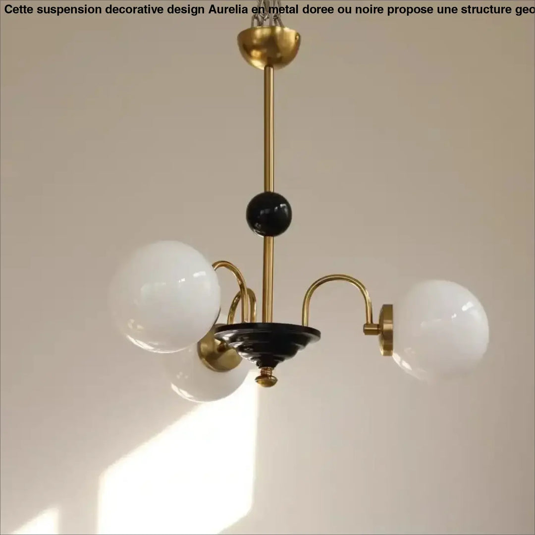 Suspension décorative dorée à globes style vintage raffiné
