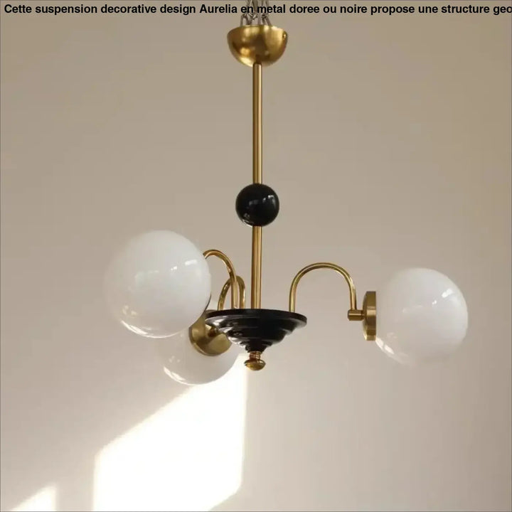 Suspension décorative dorée à globes style vintage raffiné