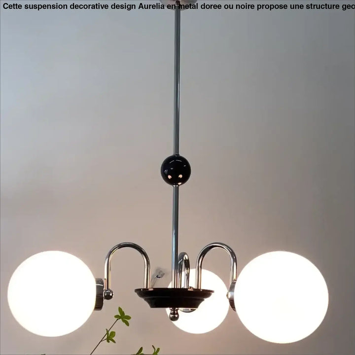 Suspension décorative dorée à globes style vintage raffiné