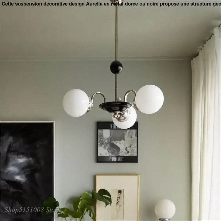 Suspension décorative dorée à globes style vintage raffiné