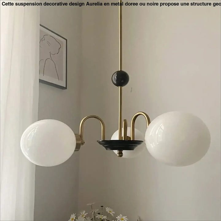 Suspension décorative dorée à globes style vintage raffiné
