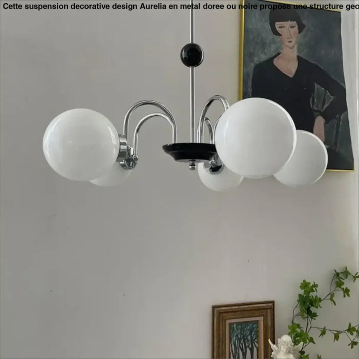 Suspension décorative dorée à globes style vintage raffiné